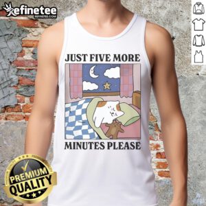Official Just Five More Minutes Please Cat Tank Top featuring a cute cat graphic, perfect for cat lovers and casual wear.