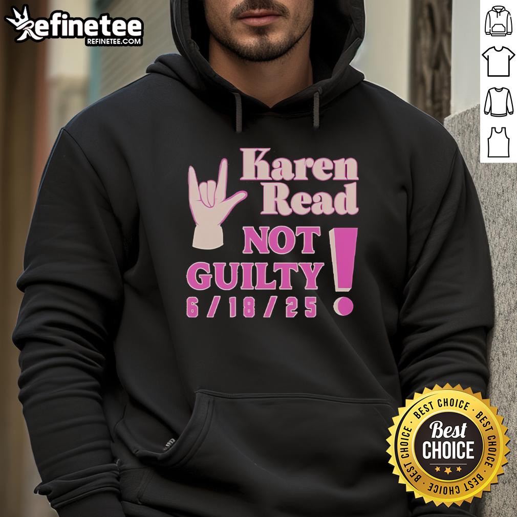 Official Karen Read Not Guilty hoodie, featuring bold graphics and a stylish design for supporters of the case.