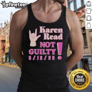 Official Karen Read Not Guilty tank top design featuring bold text, perfect for supporters and advocates of justice.