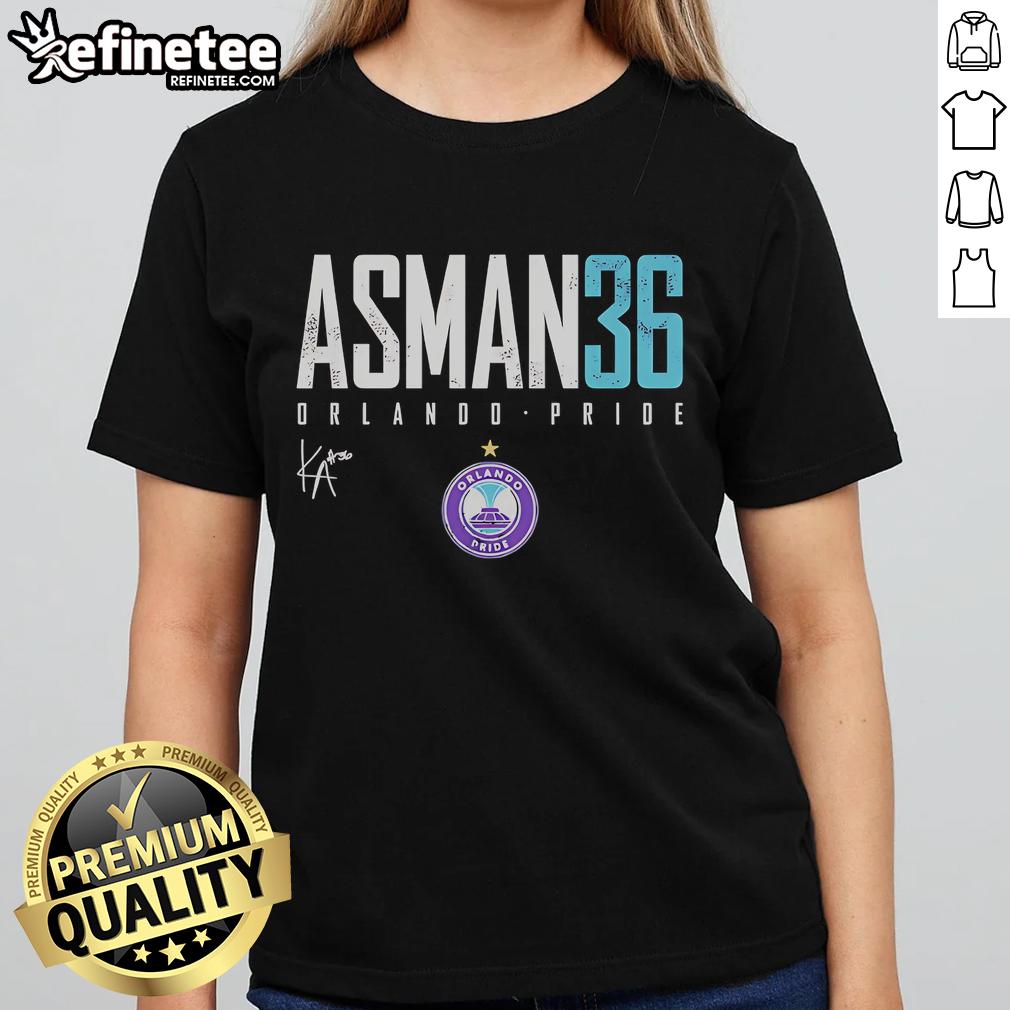Official Kat Asman Orlando Pride Elite 36 Ladies Tee featuring vibrant colors and stylish design for fans of the Pride movement.