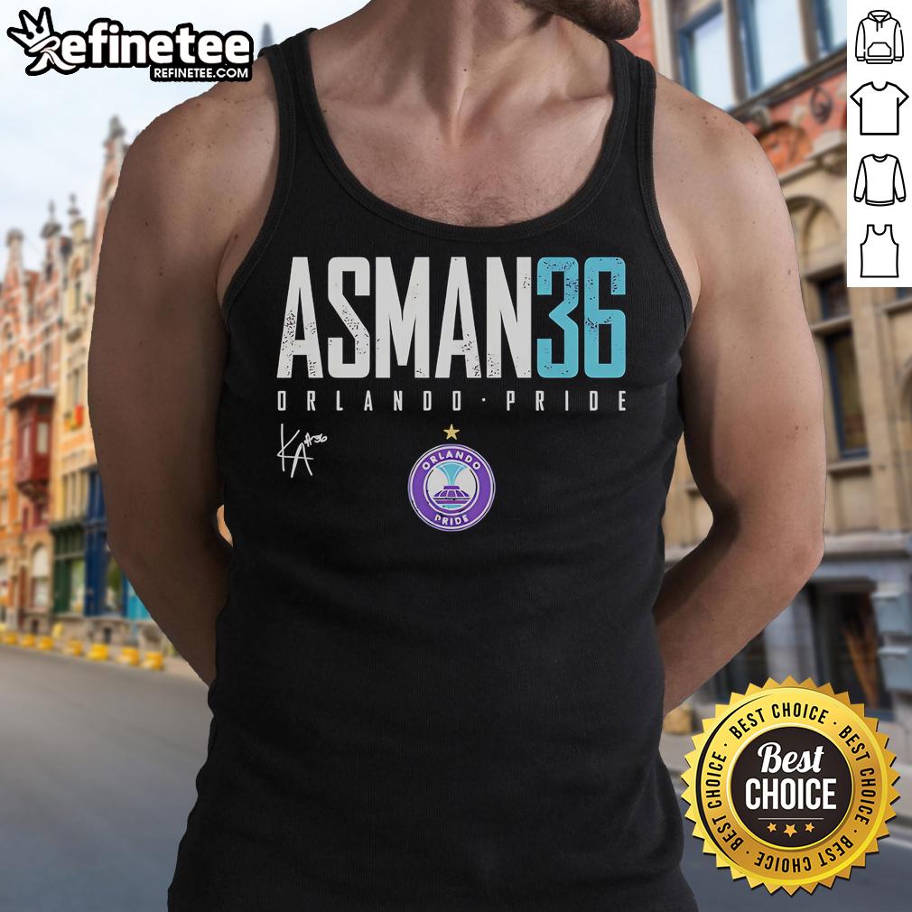 Alt Text: Official Kat Asman Orlando Pride Elite 36 Tank Top featuring vibrant colors and a stylish design for fans.