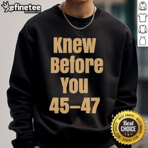 Official Knew Before You Escalator Truth Sweatshirt displayed on a model, showcasing its stylish design and unique message.
