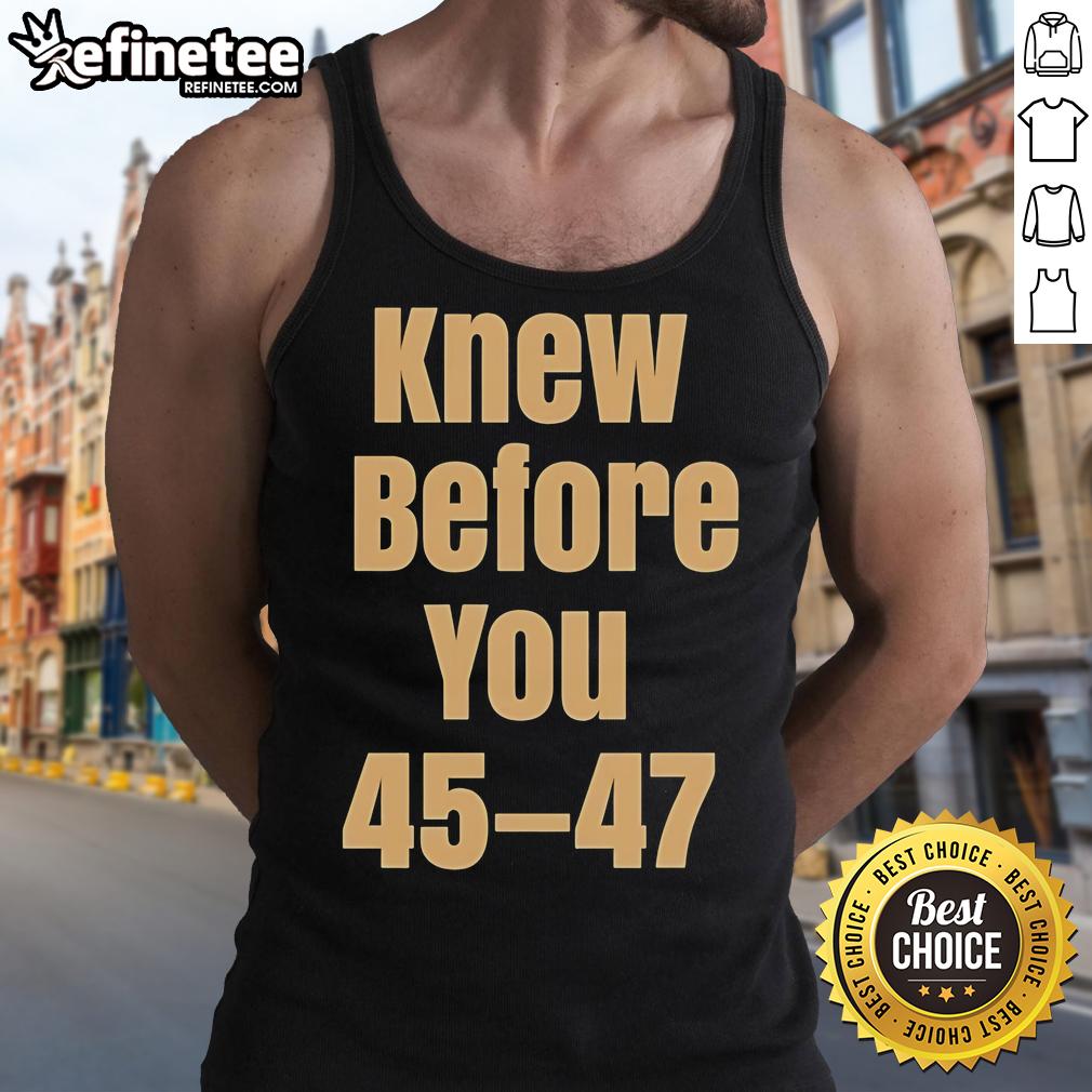 Official Knew Before You Escalator Truth tank top featuring a bold graphic design for trendy casual wear.