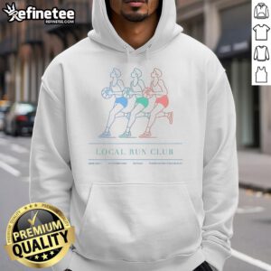 Official Local Run Club hoodie featuring 'Local Hoops Appointment Only No Fouls' design, 85 Christopher St, NY.