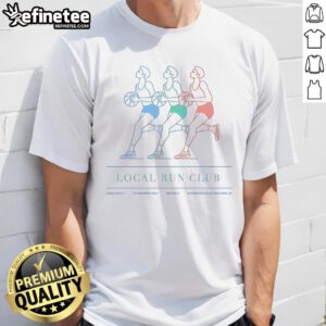 Official Local Run Club T-shirt featuring 'Local Hoops Appointment Only' design, located at 85 Christopher St, NYC.