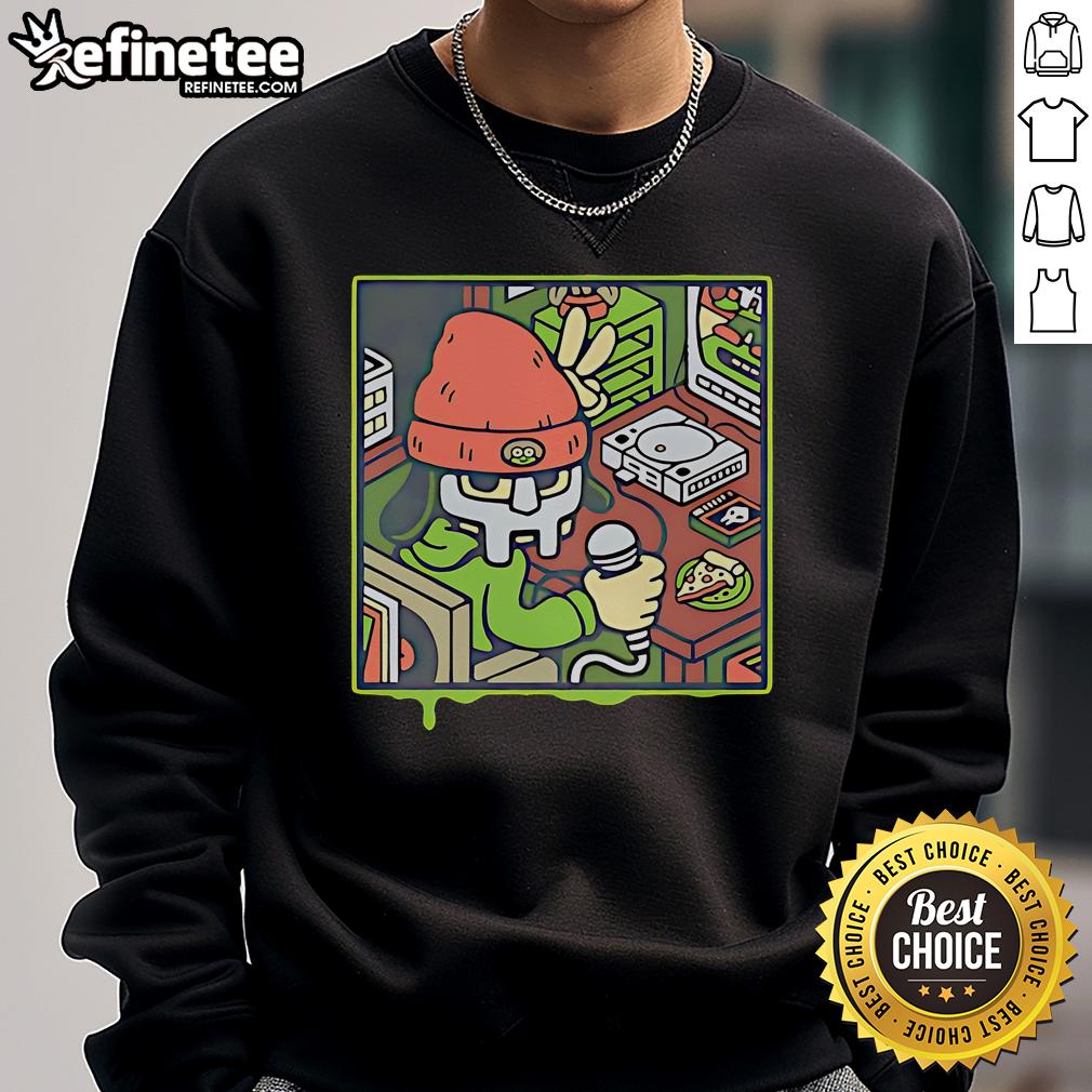 Official MF Doom Parappa The Rapper sweatshirt featuring iconic graphics and vibrant colors for fans of hip-hop and gaming.