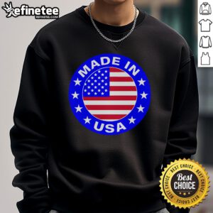 Official Made in the USA badge sweatshirt featuring a comfortable design and patriotic colors, perfect for casual wear.