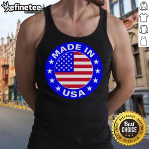 Official Made in the USA badge on a stylish tank top, showcasing quality craftsmanship and patriotic pride.