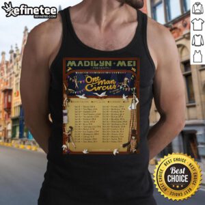 Alt Text: Official Madilyn Mei 'The One Man Circus' tour 2025 poster featuring a vibrant tank top design and circus elements.