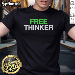 Alt Text: Official Matt Kim Free Thinker T-Shirt featuring a bold graphic design and high-quality fabric for casual wear.
