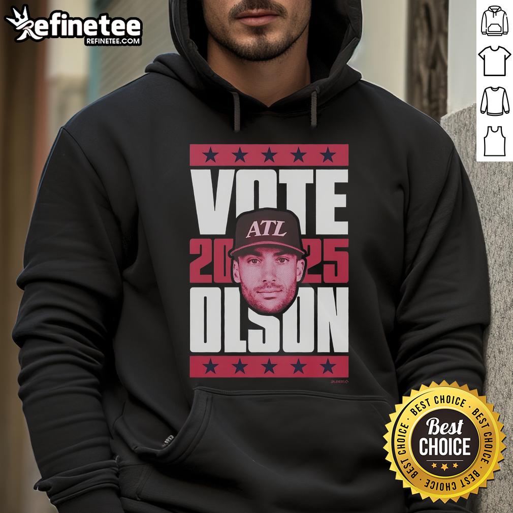 Official Matt Olson 2025 Vote Hoodie featuring bold design, perfect for supporters of Matt Olson's campaign.