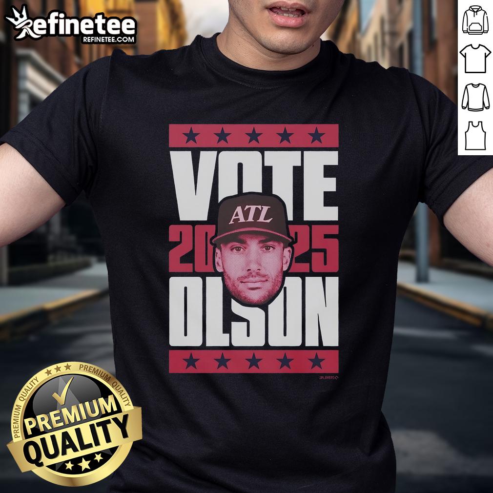Official Matt Olson 2025 Vote T-Shirt featuring a bold design, perfect for supporters of Matt Olson's campaign.