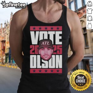Alt Text: Official Matt Olson 2025 Vote Tank Top featuring bold graphics and a stylish design for supporters.