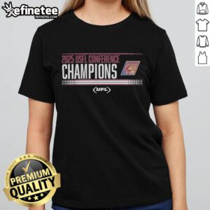 Official Michigan Panthers UFL USFL 2025 Winner Conference Champions Ladies Tee showcasing team pride and style.