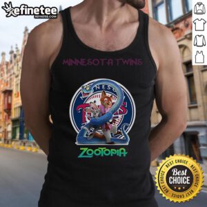 Alt Text: Official Minnesota Twins Zootopia 2 tank top featuring vibrant graphics and a comfortable fit for fans and fashion lovers.