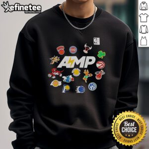 Alt Text: Official Mitchell & Ness NBA AMP Sweatshirt featuring a stylish design, perfect for basketball fans and casual wear.
