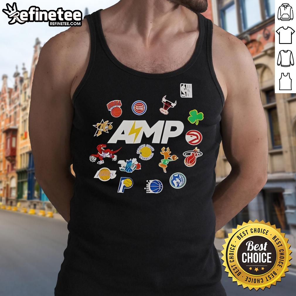 Alt Text: Official Mitchell & Ness NBA AMP Tank Top in stylish design, perfect for basketball fans and summer wear.