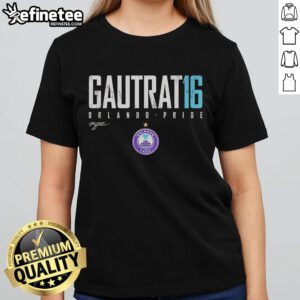 Official Morgan Gautrat Orlando Pride Elite 16 Ladies Tee featuring vibrant colors and stylish design for fans.