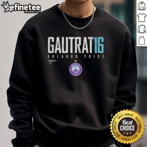 Official Morgan Gautrat Orlando Pride Elite 16 Sweatshirt featuring vibrant colors and team logo, perfect for fans.