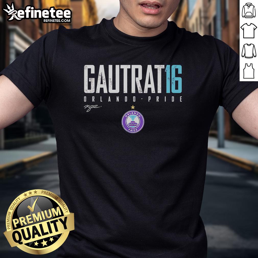 Alt Text: Official Morgan Gautrat Orlando Pride Elite 16 T-Shirt featuring vibrant team colors and stylish design for fans.