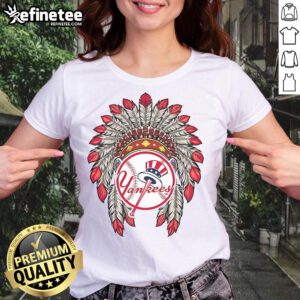 Official New York Yankees Native American Logo Ladies Tee showcasing a stylish design for fans.