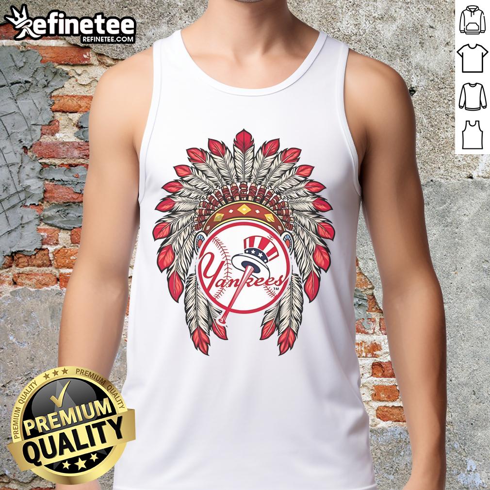 Official New York Yankees Native American logo tank top featuring vibrant design and comfortable fit for fans.