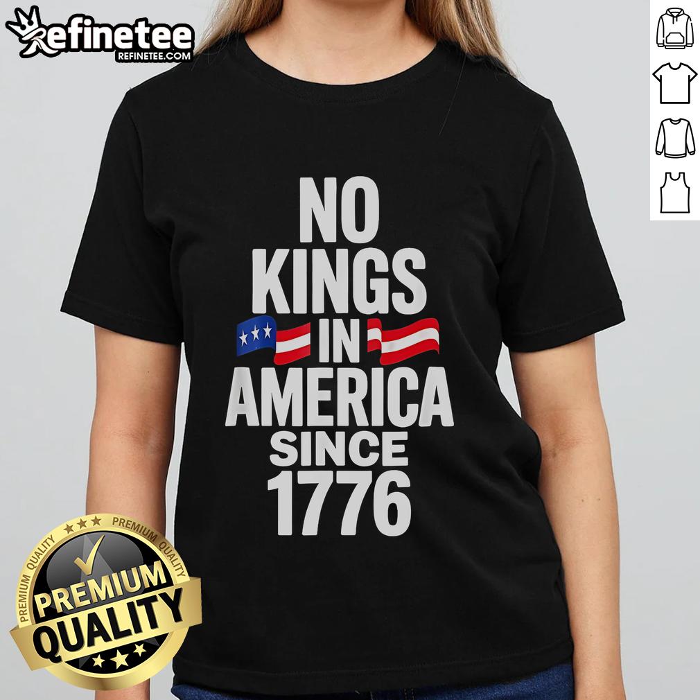 Official No Kings In America Since 1776 Ladies Tee featuring a patriotic design and comfortable fit.