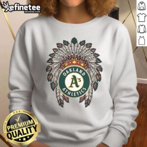 Official Oakland Athletics Native American Logo Sweatshirt featuring vibrant graphics and comfortable fit for fans.