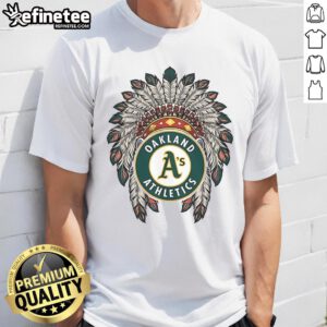Official Oakland Athletics Native American Logo T-Shirt featuring vibrant team colors and unique design for fans.