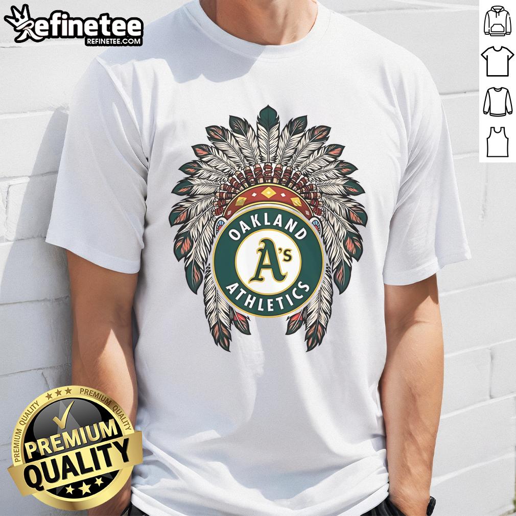 Official Oakland Athletics Native American Logo T-Shirt featuring vibrant team colors and unique design for fans.