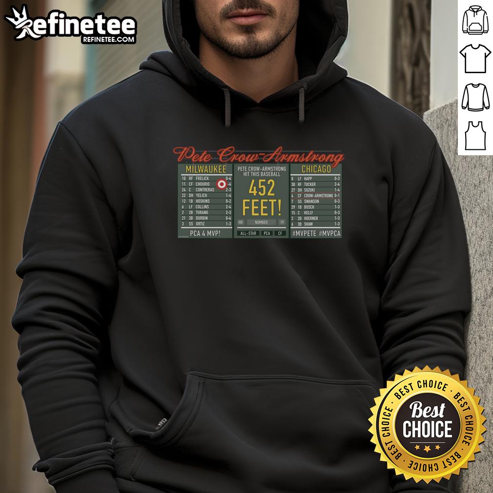 Pete Crow-Armstrong wearing a Milwaukee vs. Chicago hoodie, showcasing team spirit and style in a vibrant design.