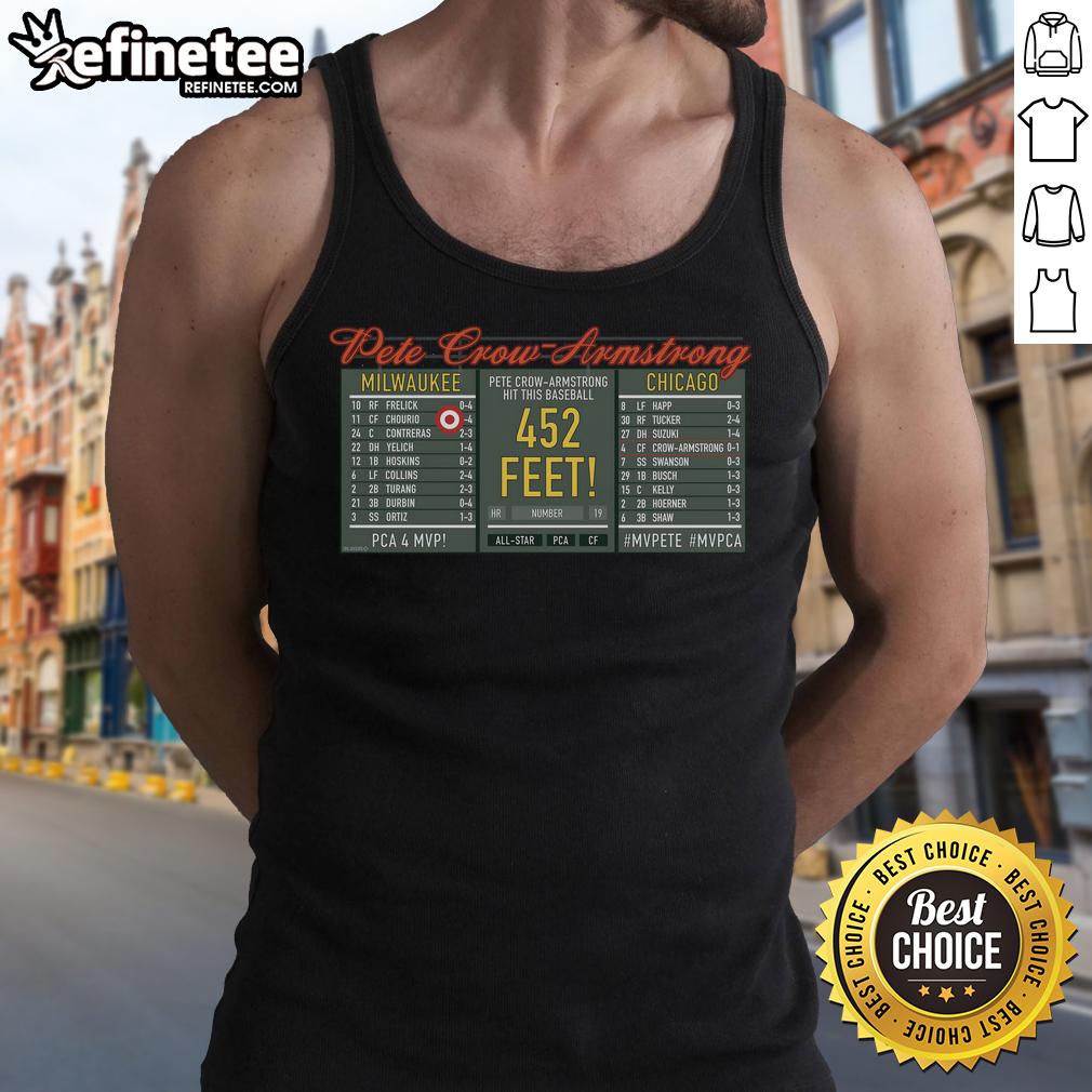 Official Pete Crow-Armstrong Milwaukee vs Chicago tank top featuring team logos and vibrant colors.