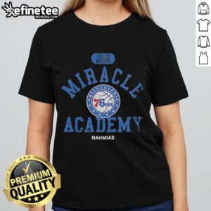 Official Philadelphia 76ers Miracle Academy NBA Collection ladies tee in vibrant colors, perfect for fans and casual wear.