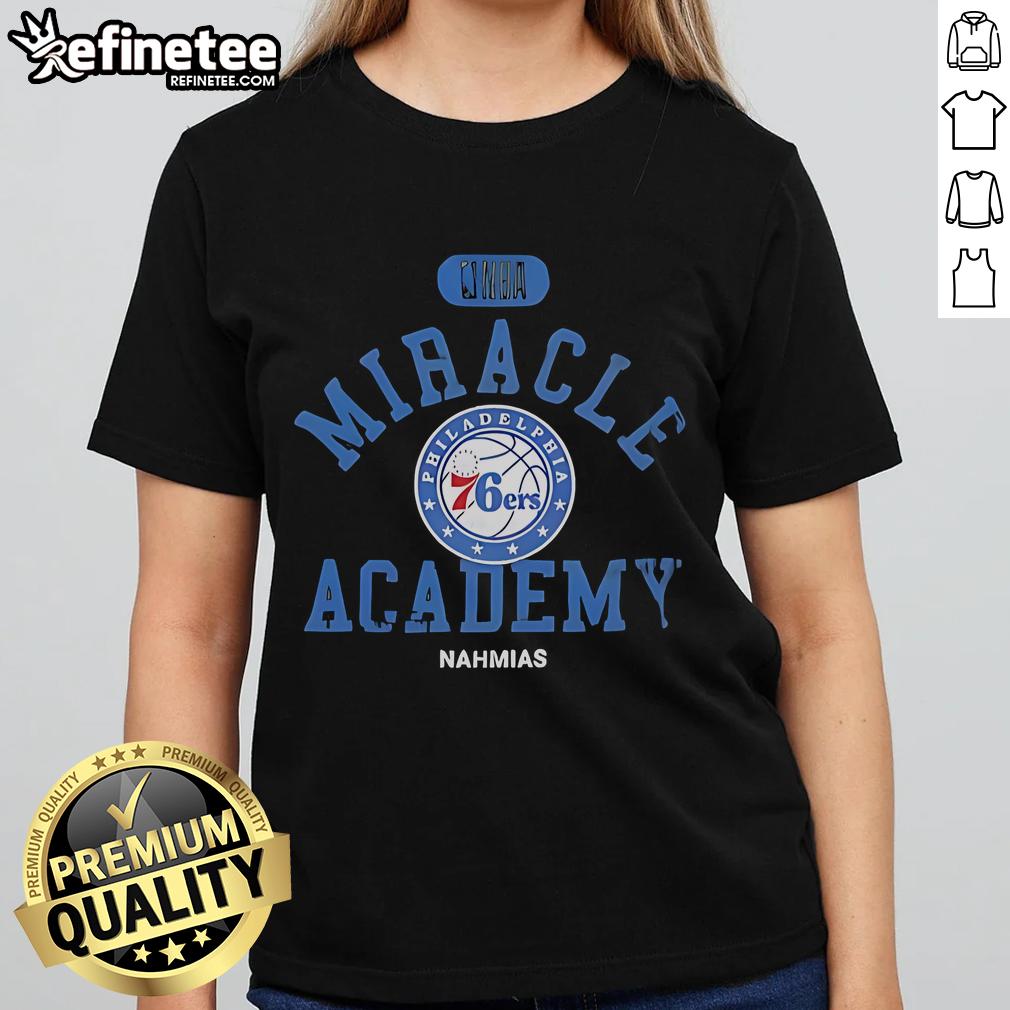Official Philadelphia 76ers Miracle Academy NBA Collection ladies tee in vibrant colors, perfect for fans and casual wear.