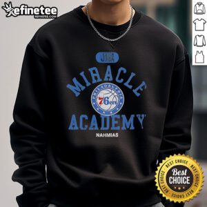 Official Philadelphia 76ers Miracle Academy NBA Collection Sweatshirt in blue, showcasing team logo and stylish design.