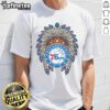 Official Philadelphia 76ers Native American logo t-shirt featuring vibrant design and team colors for fans.