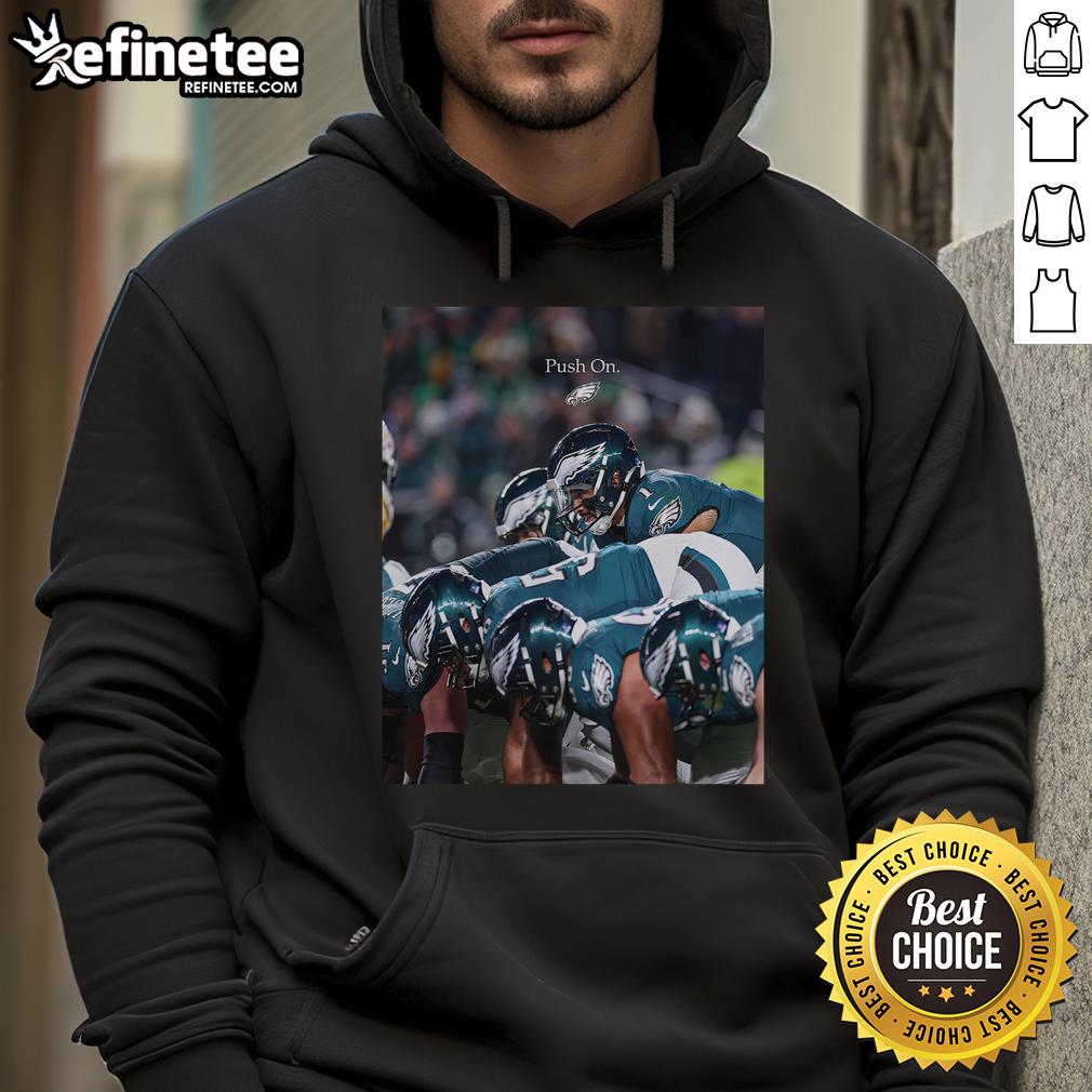 Official Philadelphia Eagles Push-On Hoodie in green, featuring the team's logo and comfortable design for fans.