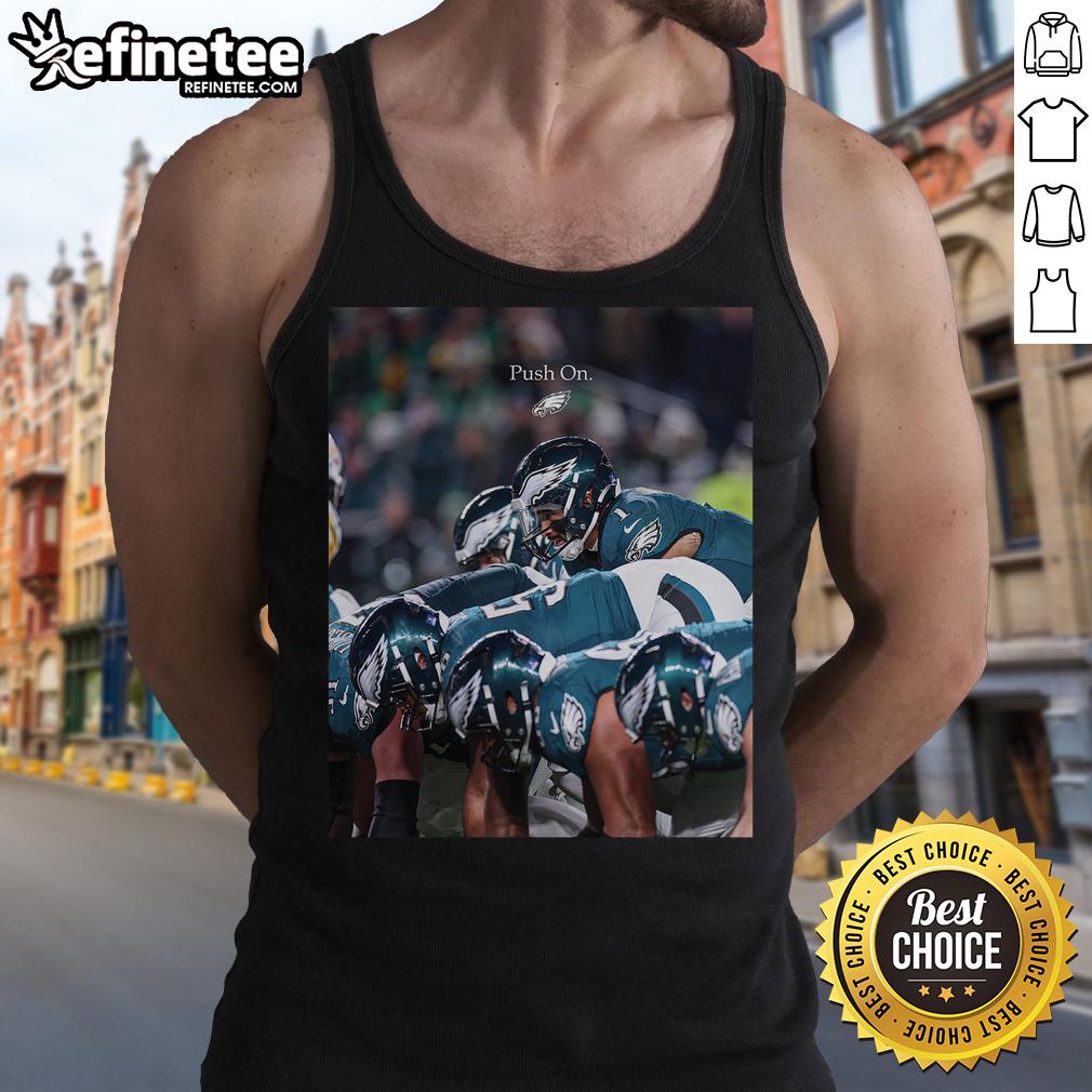 Official Philadelphia Eagles push-on tank top featuring team logo and colors, perfect for game day and summer wear.