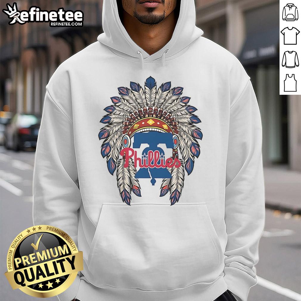 Official Philadelphia Phillies Native American logo hoodie featuring vibrant colors and stylish design for fans.