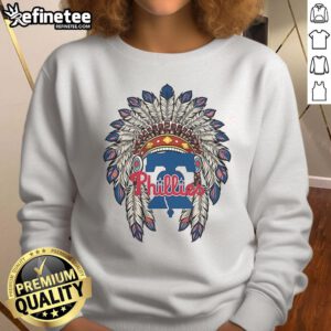 Official Philadelphia Phillies Native American logo sweatshirt in vibrant colors, perfect for fans and collectors.