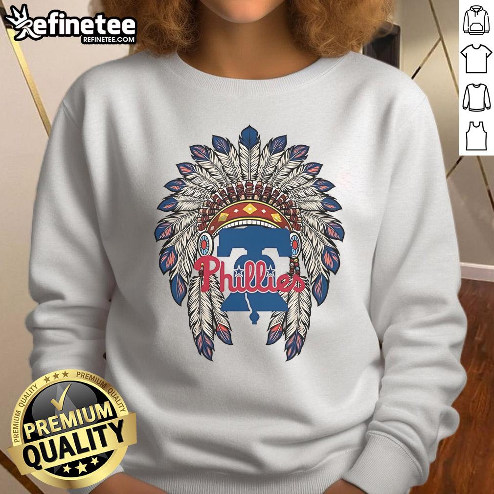 Official Philadelphia Phillies Native American logo sweatshirt in vibrant colors, perfect for fans and collectors.