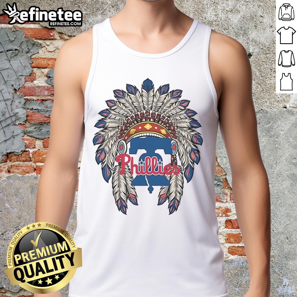 Official Philadelphia Phillies Native American logo tank top featuring vibrant colors and a stylish design for fans.