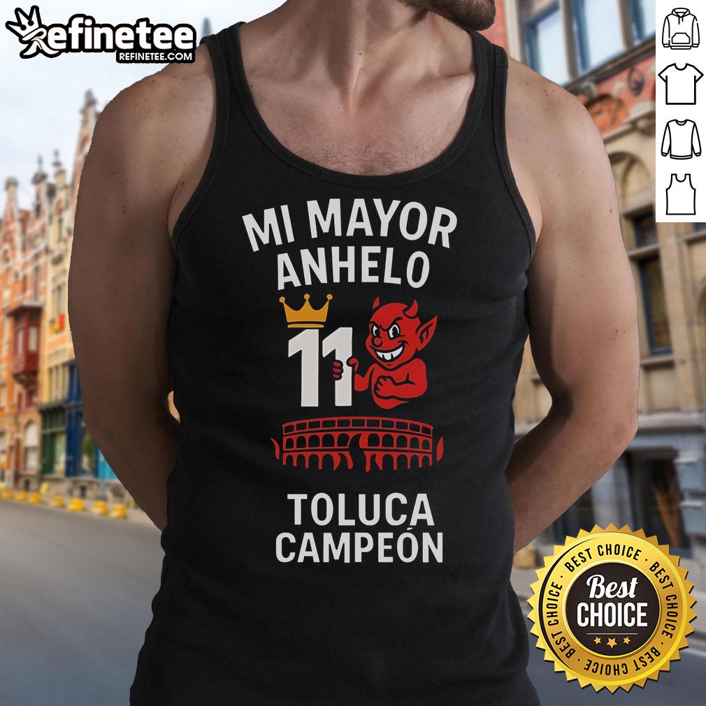 Official Playera Tirando Rostro Mi Mayor Anhelo 11 Toluca Campeon tank top featuring vibrant design and team logo.