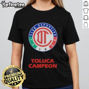 Alt Text: Ladies tee featuring the Toluca Diablos Rojos emblem, round neck design, perfect for fans of the champion team.