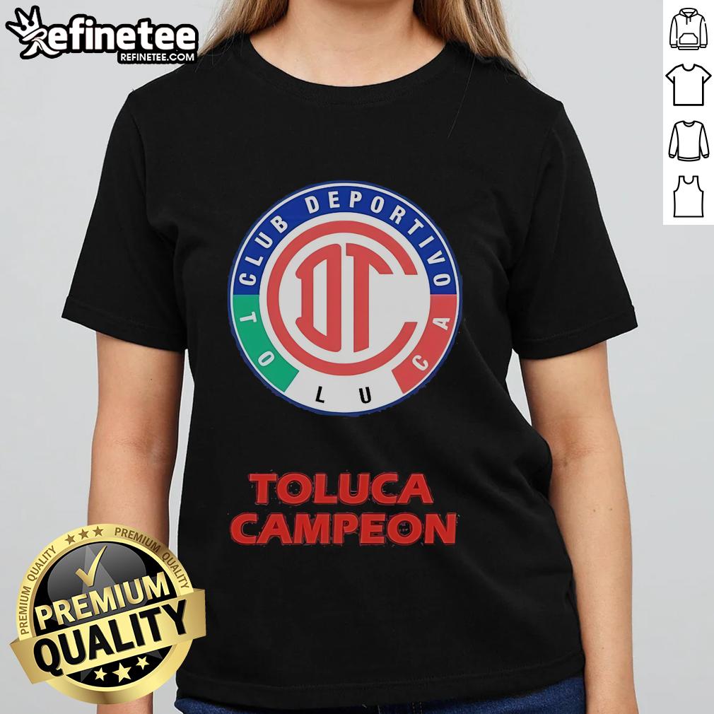Alt Text: Ladies tee featuring the Toluca Diablos Rojos emblem, round neck design, perfect for fans of the champion team.