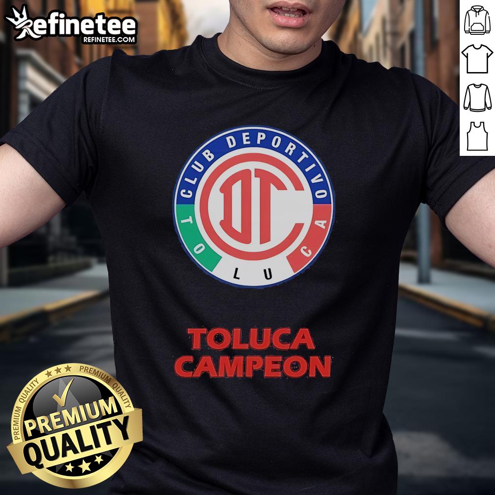 Alt Text: Official Playera Toluca Diablos Rojos Cuello Redondo T-Shirt featuring the Champion emblem and vibrant team colors.