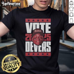 Official Rafael Devers 2025 Vote T-Shirt featuring bold graphics and vibrant colors for baseball fans and supporters.