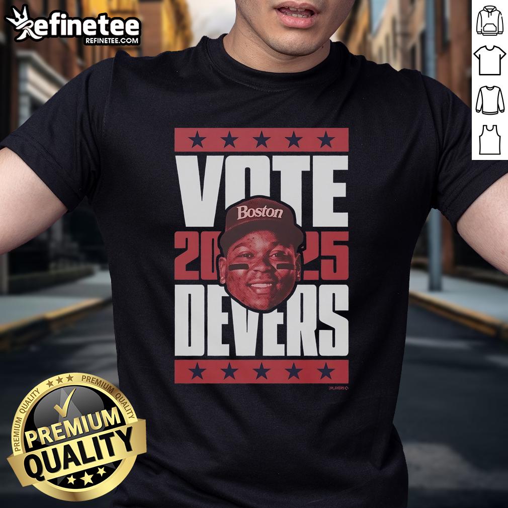 Official Rafael Devers 2025 Vote T-Shirt featuring bold graphics and vibrant colors for baseball fans and supporters.