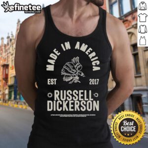 Official Russell Dickerson Made In America Est 2017 Bird Tank Top featuring a vibrant bird design and stylish fit.