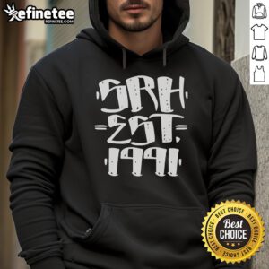 Official SRH Est 1991 hoodie in black, featuring logo and stylish design, perfect for casual wear and fans of SRH.